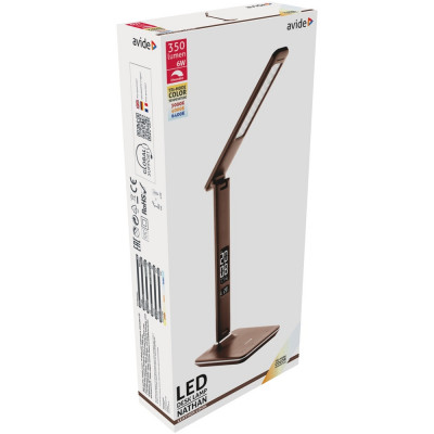 Asztali LED lámpa, Nathan, kijelzős, 6W, 5000K, AVIDE, barna