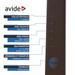 Asztali LED lámpa, Nathan, kijelzős, 6W, 5000K, AVIDE, barna
