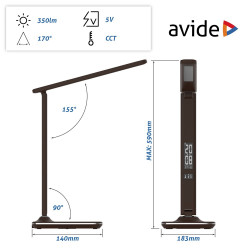 Asztali LED lámpa, Nathan, kijelzős, 6W, 5000K, AVIDE, barna