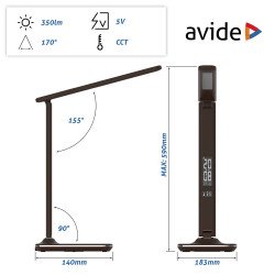 Asztali LED lámpa, Nathan, kijelzős, 6W, 5000K, AVIDE, barna