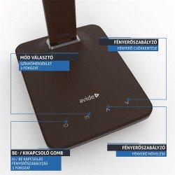 Asztali LED lámpa, Nathan, kijelzős, 6W, 5000K, AVIDE, barna