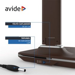 Asztali LED lámpa, Nathan, kijelzős, 6W, 5000K, AVIDE, barna