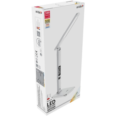 Asztali LED lámpa, Nathan, kijelzős, 6W, 5000K, AVIDE, fehér