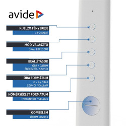 Asztali LED lámpa, Nathan, kijelzős, 6W, 5000K, AVIDE, fehér