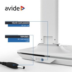 Asztali LED lámpa, Nathan, kijelzős, 6W, 5000K, AVIDE, fehér