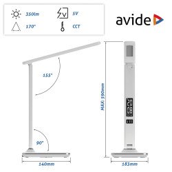 Asztali LED lámpa, Nathan, kijelzős, 6W, 5000K, AVIDE, fehér