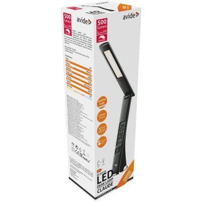 Asztali LED lámpa, Claude, kijelzős, 5W, 5000K, AVIDE, fekete