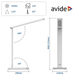Asztali LED lámpa, Scott, 12W, 5000K, AVIDE, fehér