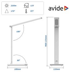 Asztali LED lámpa, Scott, 12W, 5000K, AVIDE, fehér