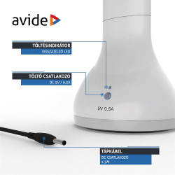 Asztali LED lámpa, RGB hangulatvilágítás, 4W, 4000K, AVIDE, fehér