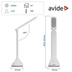 Asztali LED lámpa, RGB hangulatvilágítás, 4W, 4000K, AVIDE, fehér