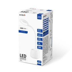 Asztali LED lámpa, tolltartóval, 5W, 6400K, AVIDE, fehér Iroda üzemeltetés, munkavédelem Avide
