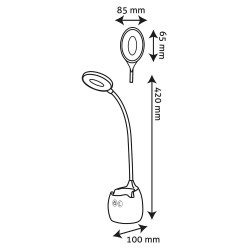 Asztali LED lámpa, tolltartóval, 5W, 6400K, AVIDE, fehér