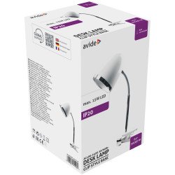 Asztali lámpa, csiptethető, E27, max. 15W, AVIDE, fehér Iroda üzemeltetés, munkavédelem Avide