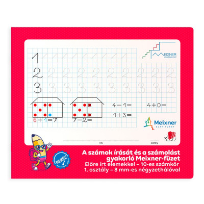 Füzet iskolai, 32lap, szám gyakorló előírt 1.osztályos fekvő Süni Meixner