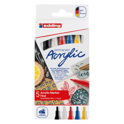 Akril marker 1-2mm, kerek Edding 5300/5, 5 klf.szín Író- irodaszer, papíráru Edding