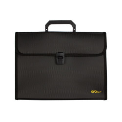 Irattartó táska, harmonikatáska, 13 rekeszes füles csatos EVOffice fekete Irattáska EVO