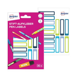 Etikett toll címke iskolai, 50 x 10 mm 30 címke/2 ív, Avery kék/zöld Etikett - címke Avery