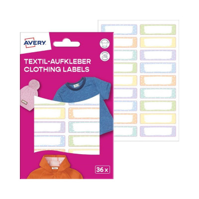 Etikett ruhacímke iskolai, 45 x 13 mm 36 címke/2 ív, Avery pasztell
