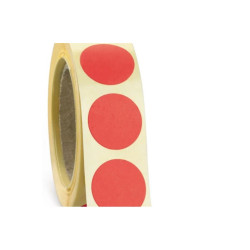 Etikett címke, 38mm, körcímke tekercses, 1000 címke/tekercs fluo piros