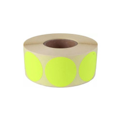 Etikett címke, 20mm, körcímke tekercses, 1000 címke/tekercs fluo sárga