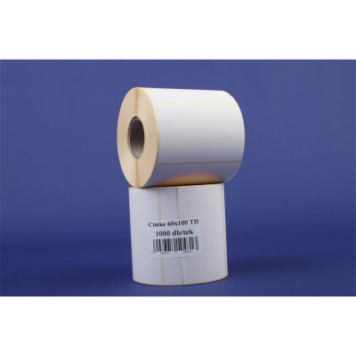 Etikett címke thermo, 60x100mm, tekercses, 1000 címke/tekercs fehér
