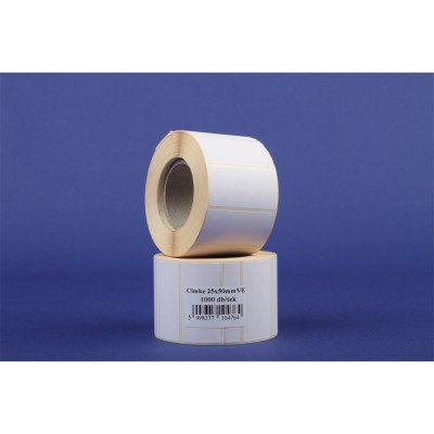 Etikett címke vellum 25x50mm, tekercses, 1000 címke/tekercs fehér