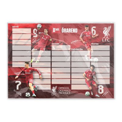 Órarend egylapo, Liverpool, 25 db/csomag, Nebulo