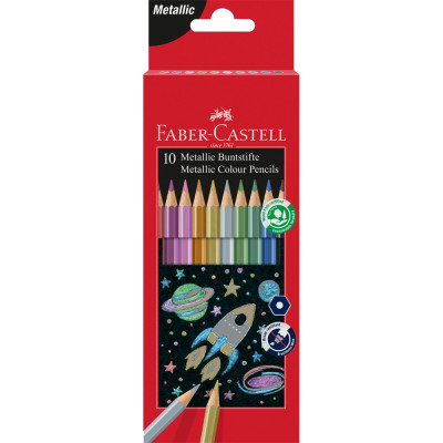 Színes ceruza készlet hatszögletű metál Faber-Castell 10klf. szín