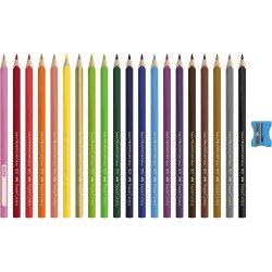 Színes ceruza készlet háromszögletű + hegyező Jumbo Junior Faber-Castell 20klf. szín