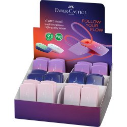 Radír műanyag tartóban mini színátmenetes SLEEVE Faber-Castell égkék-rózsa,türkiz-kék,piros-lila Író- irodaszer, papíráru Faber - Castell