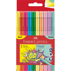 Rostirón, filctoll készlet, GRIP neon+pasztell Faber-Castell 10 klf. szín Filctoll Faber - Castell