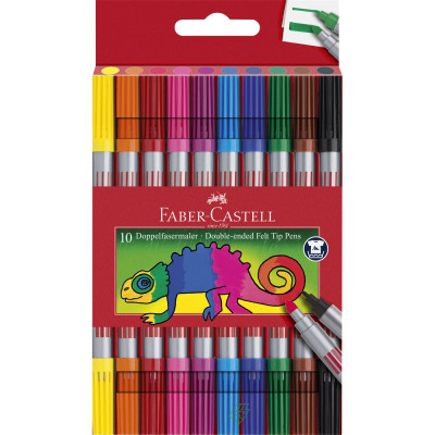 Rostirón, filctoll készlet, kétvégű Faber-Castell 10 klf. szín