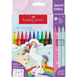 Rostirón, filctoll készlet, kastélyos UNIKORNIS + matrica Faber-Castell 10+3 klf. szín Filctoll Faber - Castell