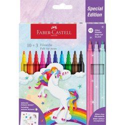 Rostirón, filctoll készlet, kastélyos UNIKORNIS + matrica Faber-Castell 10+3 klf. szín Filctoll Faber - Castell