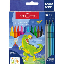 Rostirón, filctoll készlet, kastélyos DINOSZAURUSZ + matrica Faber-Castell 10+3 klf. szín Filctoll Faber - Castell