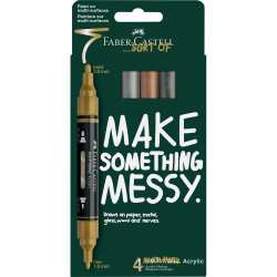 Akril marker készlet, kétvégű MULTIMARK metálszínek Faber-Castell arany, ezüst, réz, acélszürke 4klf. szín Dekormarker Faber - Castell