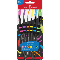 Ecsetkészlet, 2, 4, 6, 8, 10, 12, puha tapintású kerek/lapos Faber-Castell fekete testszín Író- irodaszer, papíráru Faber - Castell