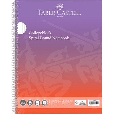 Spirálfüzet A4 80lap kockás színátmenetes borítással Faber-Castell piros-lila