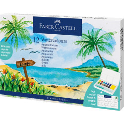 Vízfesték készlet CREATIVE STUDIO keverő palettával+ vízadagolós ecsettel Faber-Castell 12klf.szín Író- irodaszer, papíráru Faber - Castell