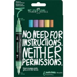 Akril marker készlet,kétvégű MULTIMARK pasztell Faber-Castell jégkék, barack, mentazöld, vanília, lila, rózsa 6klf. szín Dekormarker Faber - Castell