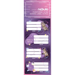 Füzetcímke 12db-os, Asztro cica , vegyes minták, Nebulo Füzetcímke Nebulo
