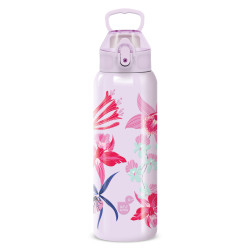 Műanyag duplafalú fémkulacs 700ml Ars Una Beach Flowers-purple Író- irodaszer, papíráru Ars Una