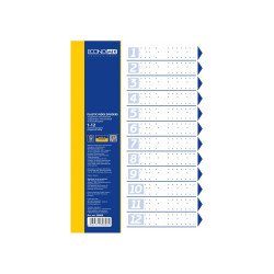 Elválasztólap, A4, prespán mintás 160 micron, 12 részes, PP Economix Elválasztó lap Economix