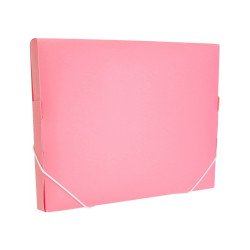 Gumis mappa A4, PP textil textúrájú gerincvastagított 30mm, Optima pasztell rózsaszín Gumis mappa OPTIMA