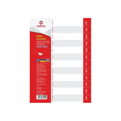 Elválasztólap, A4, PP prespán mintás 110 micron, Jan-Dec, Optima