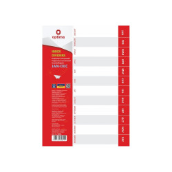 Elválasztólap, A4, PP prespán mintás 110 micron, Jan-Dec, Optima Elválasztó lap OPTIMA
