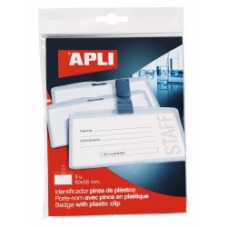 Névkitűző, 90 x 56 mm, csíptetővel, 5 db/csomag APLI Író- irodaszer, papíráru Apli