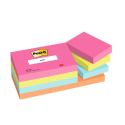 Jegyzettömb öntapadó, 51x38mm, 24x100lap/csomag, 3M 653-1RPT Post-It GreenLine, vegyes Író- irodaszer, papíráru 3M