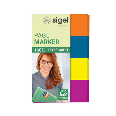 Öntapadós oldaljelölő SIGEL HN614 50x80mm 4x40lap áttetsző